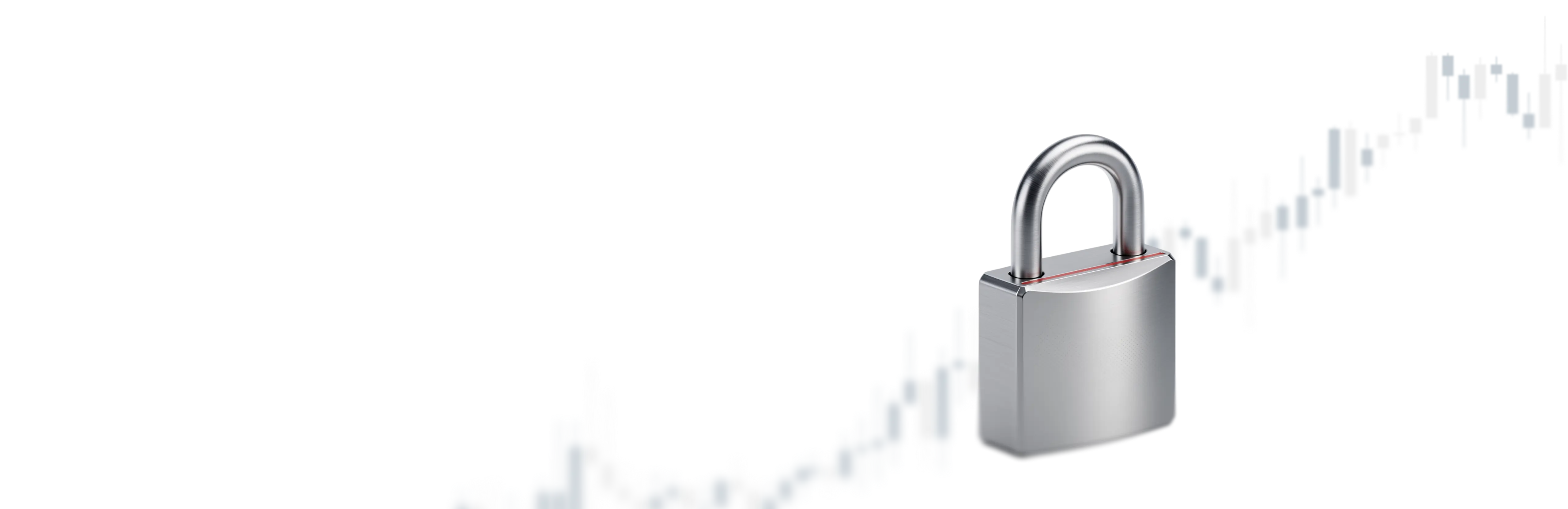 padlock with a candlestick chart