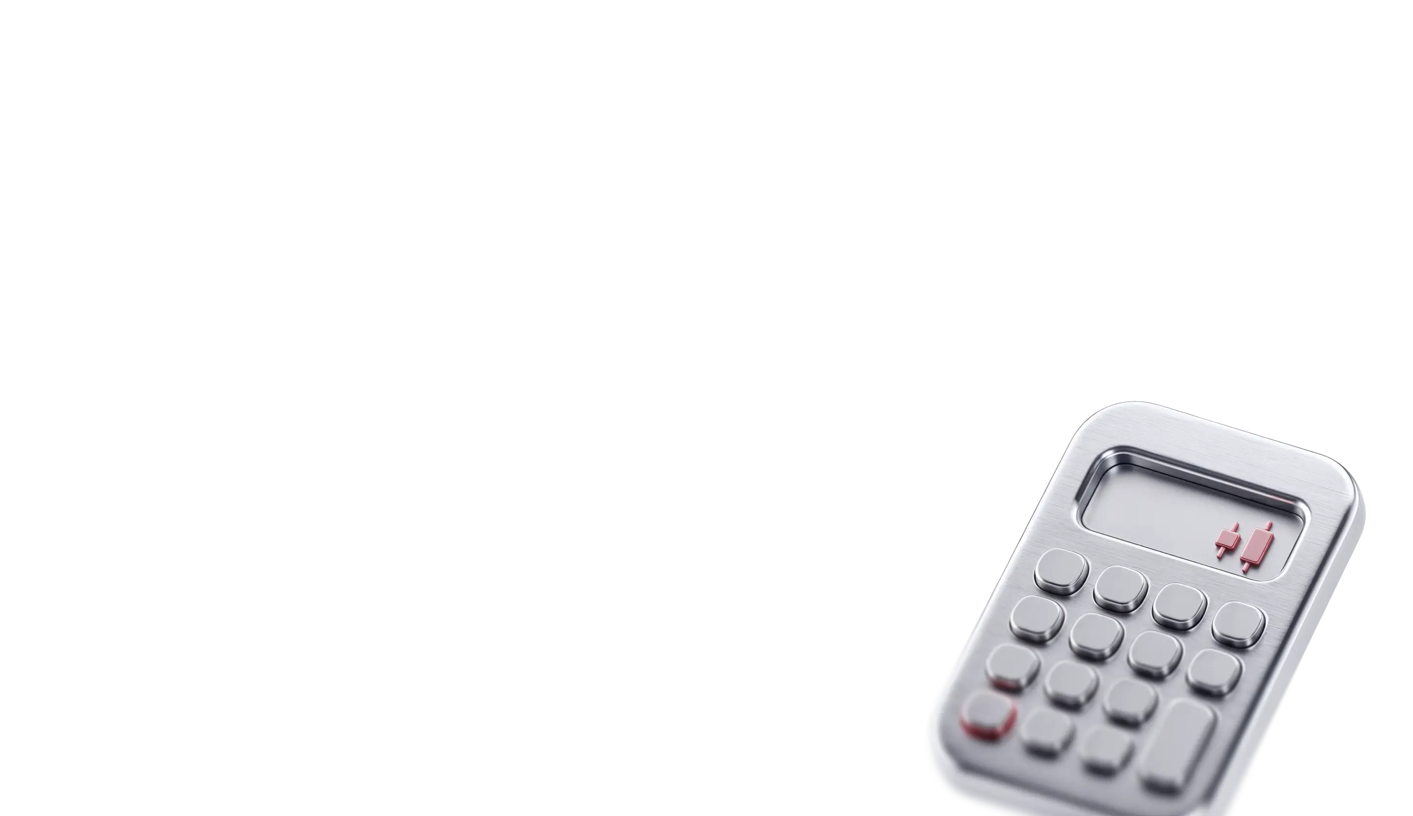 metallic calculator with candlestick chart icons