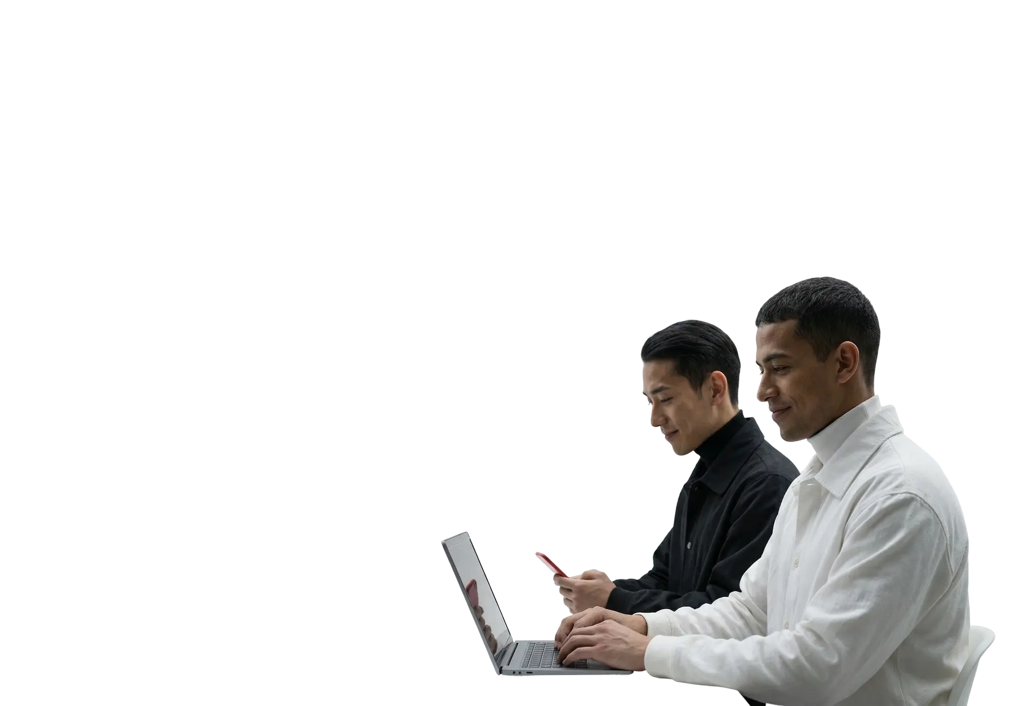 people using trading app on laptops and smartphones